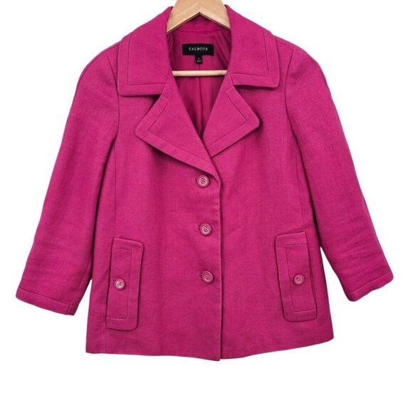 Talbots Womens 2 Pink Linen Three Button Blazer - Picture 1 of 13